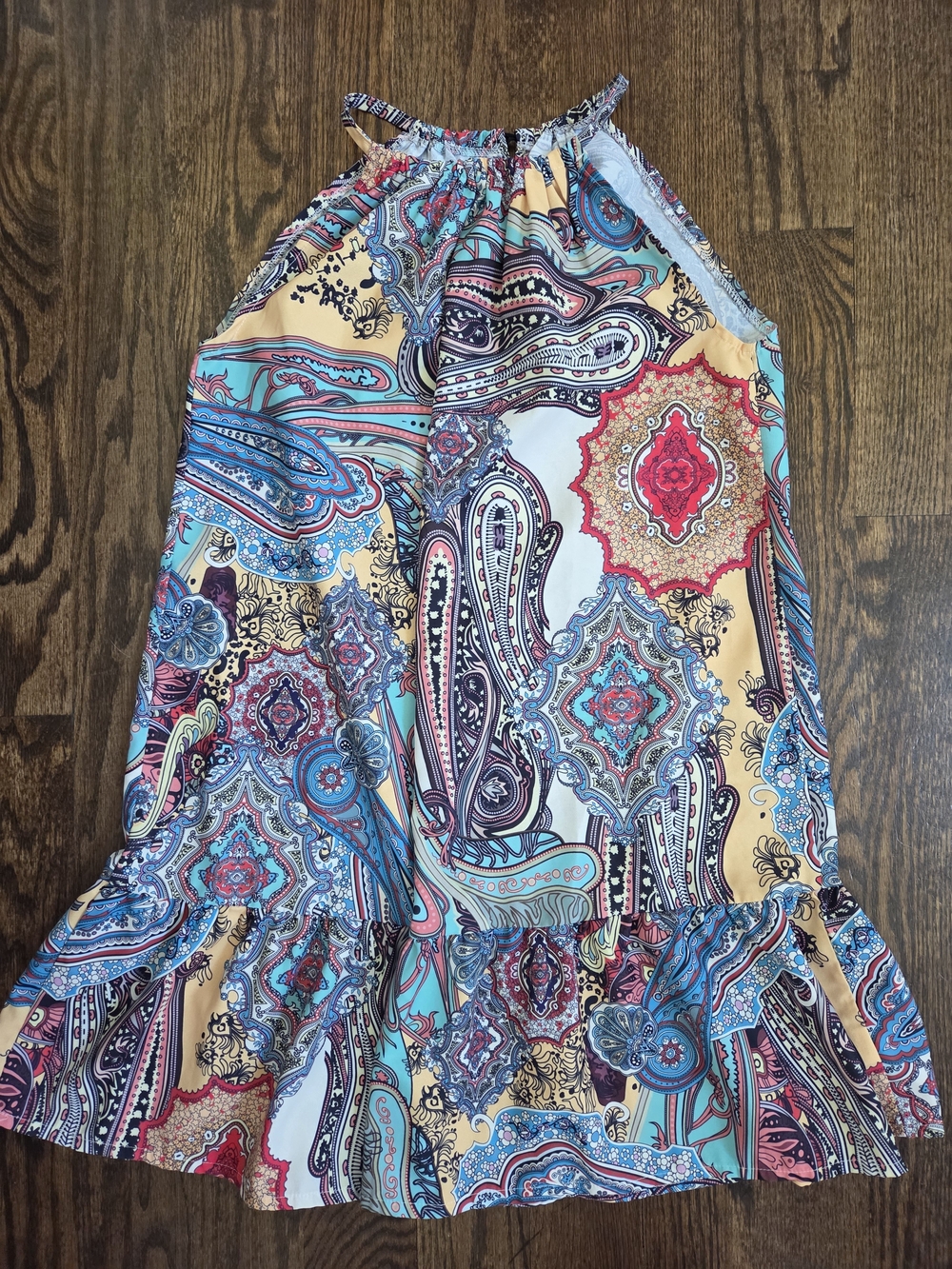 Multicolor Paisley Halter Neck Tunic Top Boho